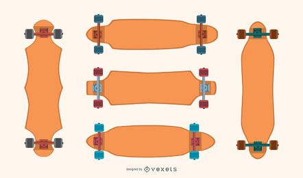 Longboards leerer Vektorsatz