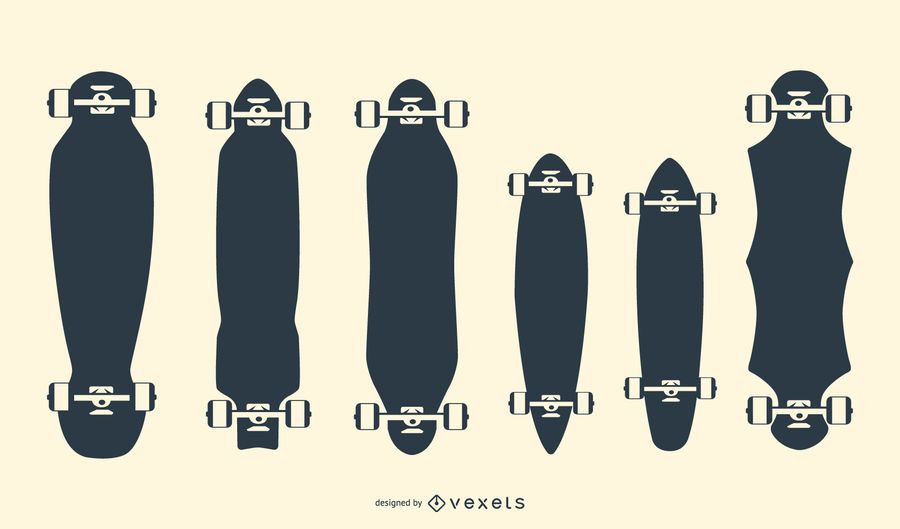 Longboards Silhouettes Set Vector Download