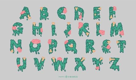 Conjunto de alfabeto de zumbis para Halloween