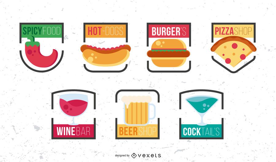 Fast Food Logo Design Set Fast Food Logo Design Set