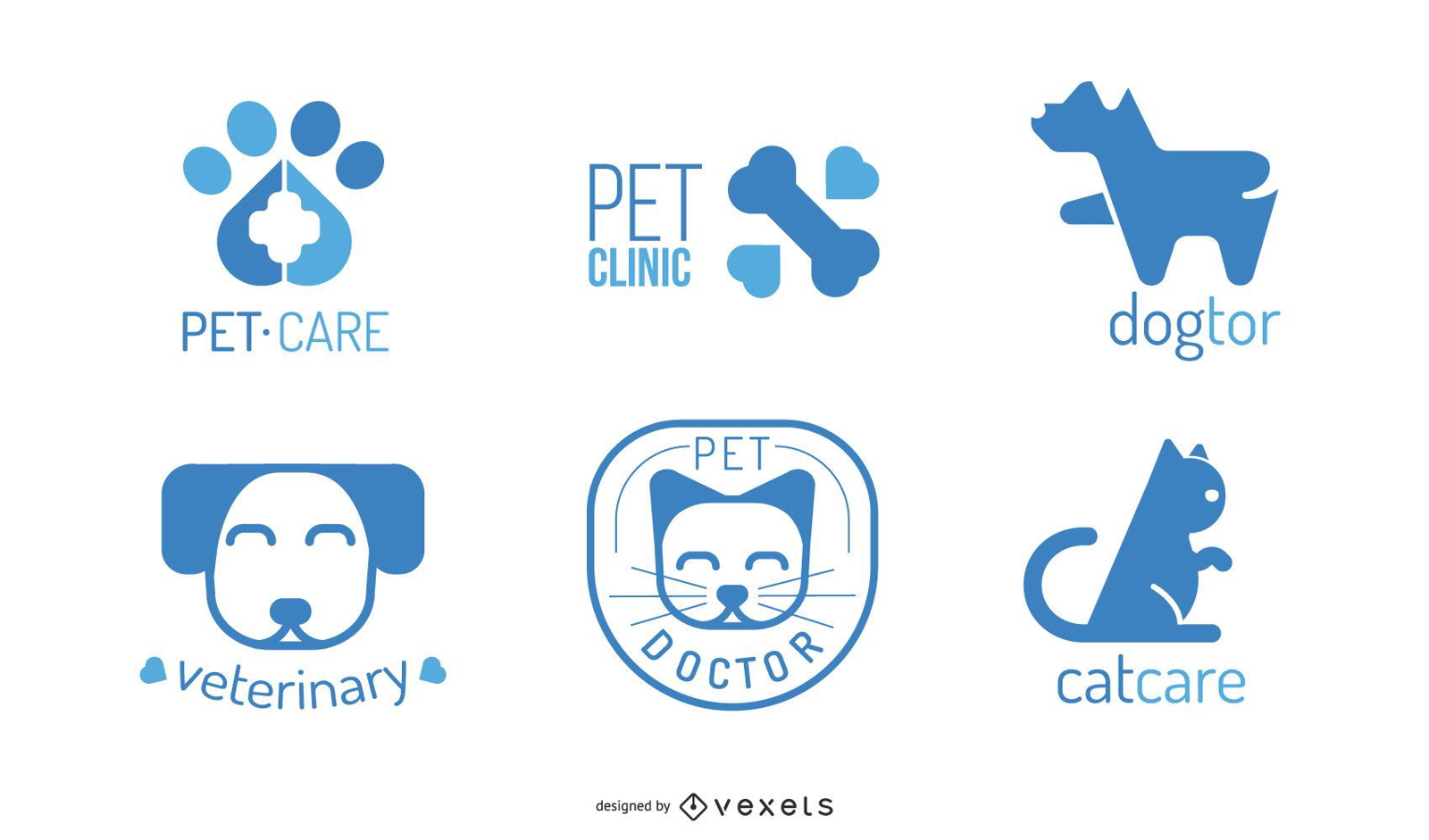Conjunto de design de logotipo veterinário