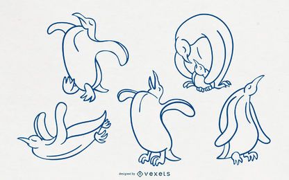 Pinguin-stilvoller Strich-Vektor-Satz