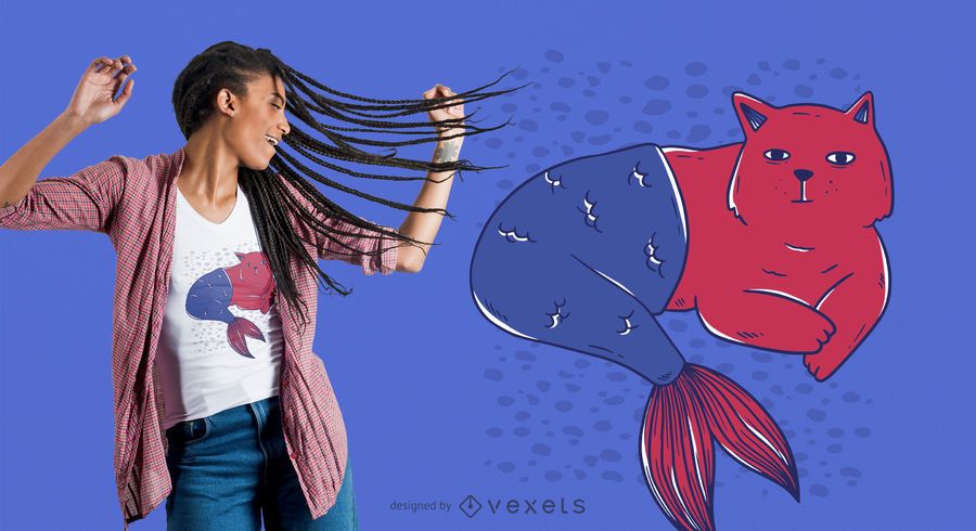 Mermaid Cat T-shirt Design Mermaid Cat T-shirt Design