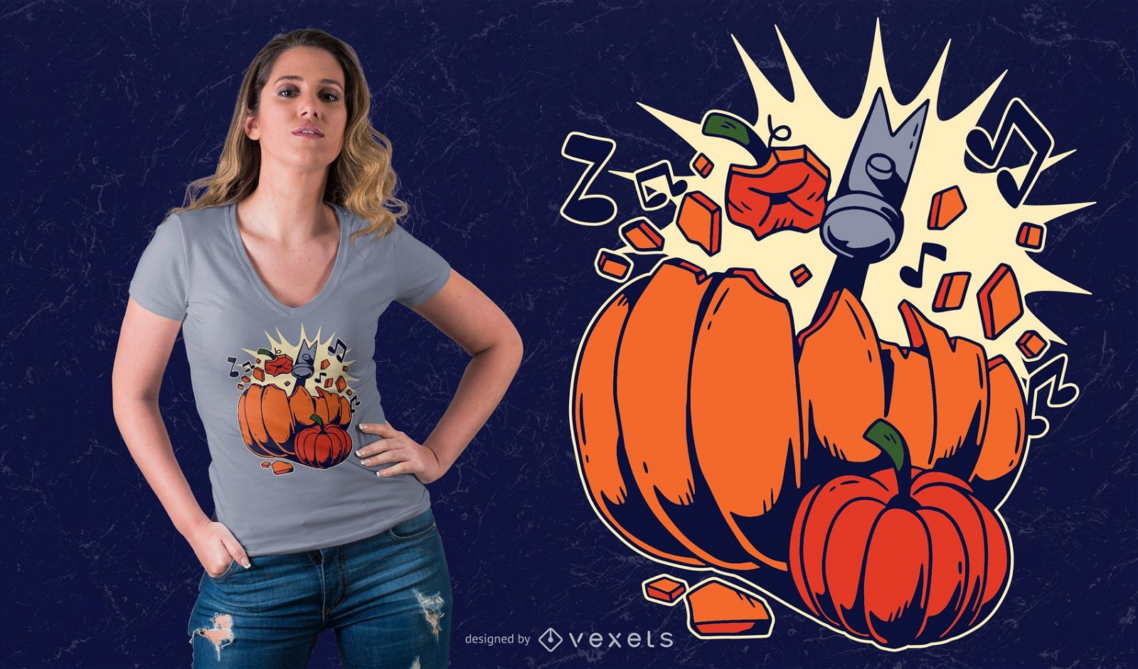Diseño de camiseta Breaking Pumpkin