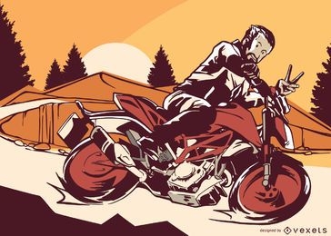 Motorbike Road Vector Illustration
