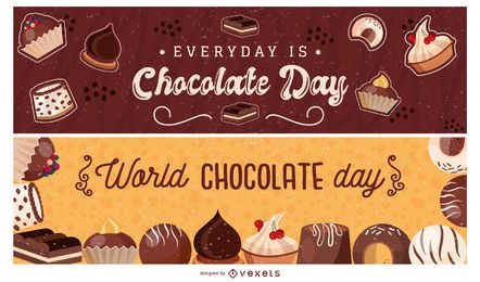 World chocolate day banner set World chocolate day banner set