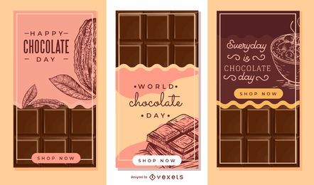 Conjunto de banner de barra de chocolate Conjunto de banner de barra de chocolate