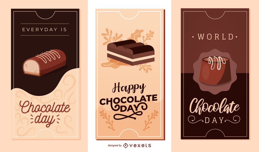 Día de chocolate Vector Banner Set Día de chocolate Vector Banner Set