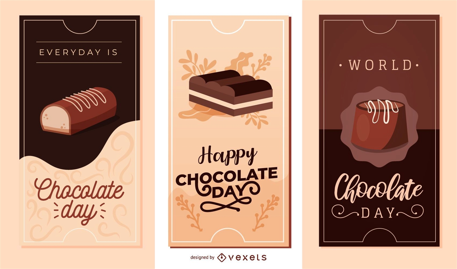Conjunto de banners de vetor de chocolate para dia