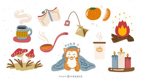 Fall Cute Style Element Vector Set Fall Cute Style Element Vector Set
