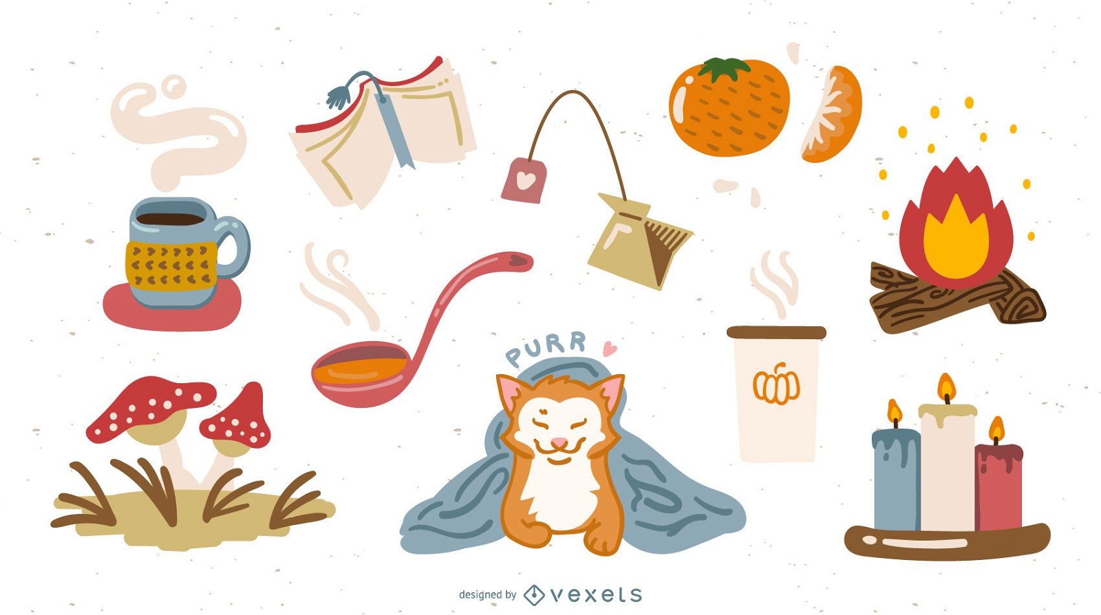 Fall Cute Style Element Vector Set
