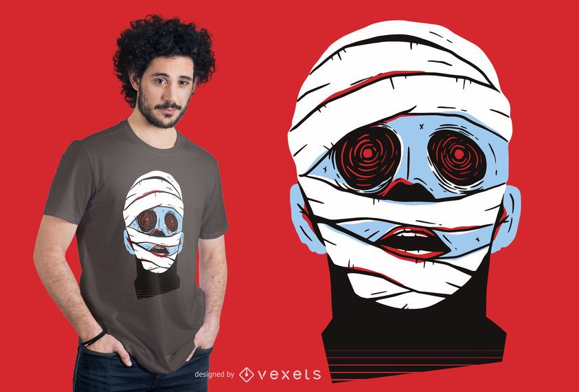 Diseño de camiseta de cara de momia Diseño de camiseta de cara de momia