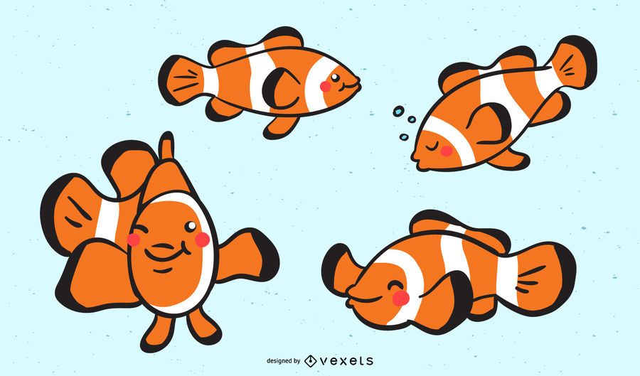 Peixe-palhaço bonito conjunto de ilustração Peixe-palhaço bonito conjunto de ilustração