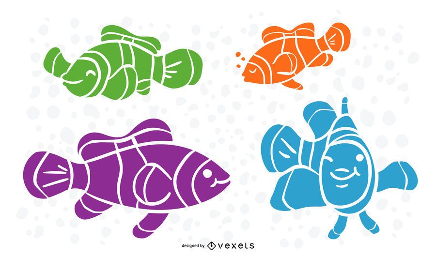 Clownfish silhouette set Clownfish silhouette set