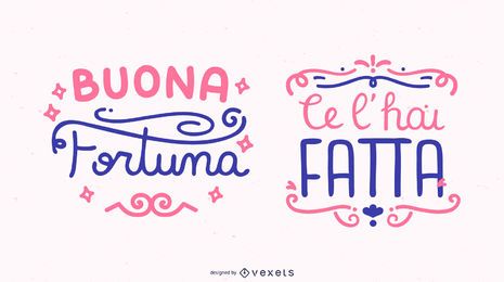 Good Luck Italian Quote Lettering Banner Set Good Luck Italian Quote Lettering Banner Set