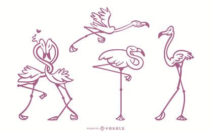 Flamingo Stylish Stroke Vector Set