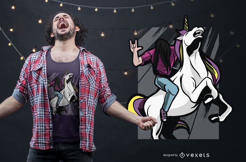 Metalhead Riding Unicorn T-shirt Design Metalhead Riding Unicorn T-shirt Design