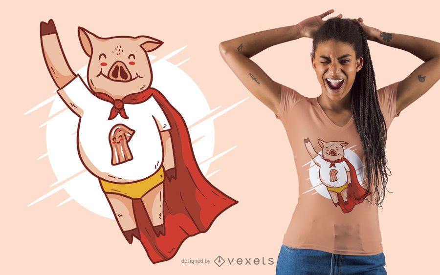 Super Pig Bacon T-shirt Design Super Pig Bacon T-shirt Design