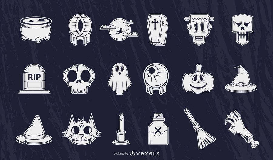 Halloween detailed silhouettes set Halloween detailed silhouettes set
