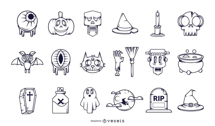 Halloween Stroke Icon Collection Halloween Stroke Icon Collection