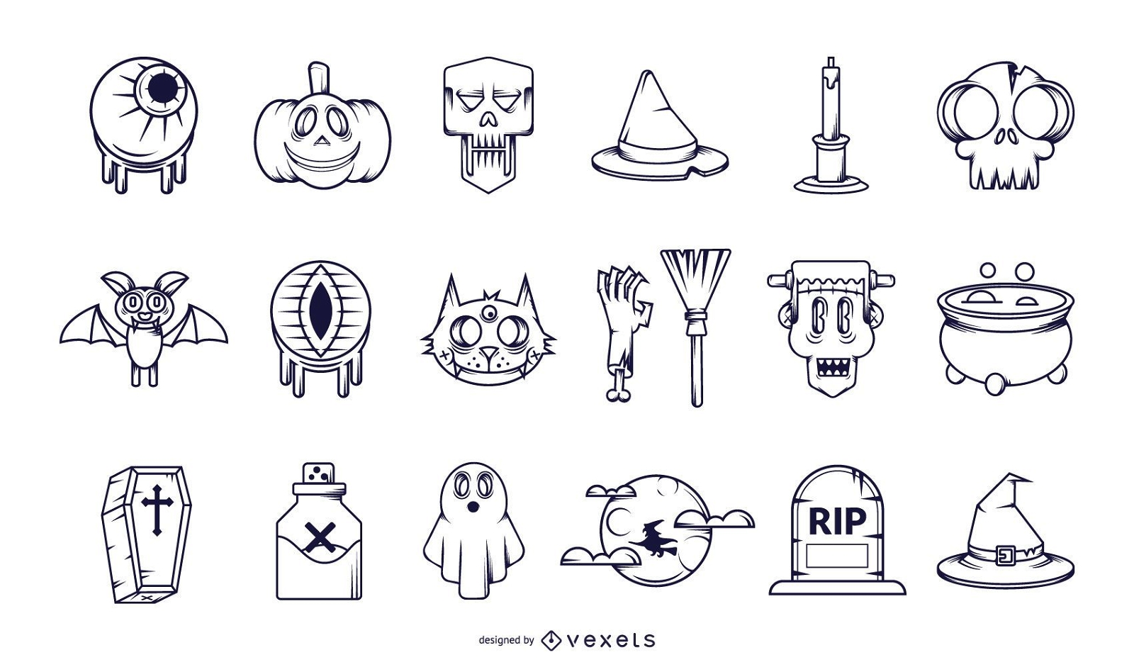 Halloween-Strich-Symbol-Sammlung