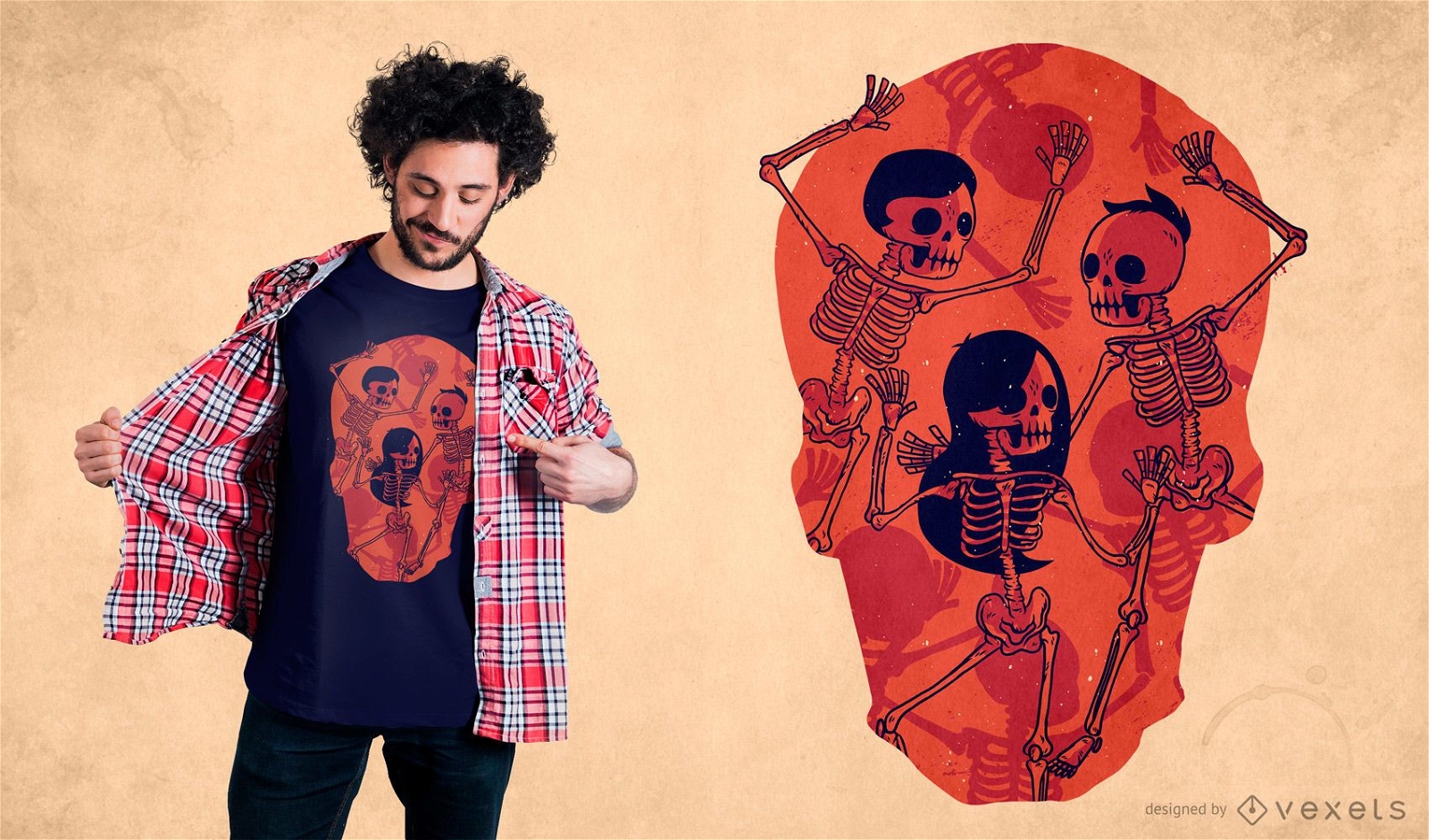 Skelett gruselige Tanz T-Shirt Design