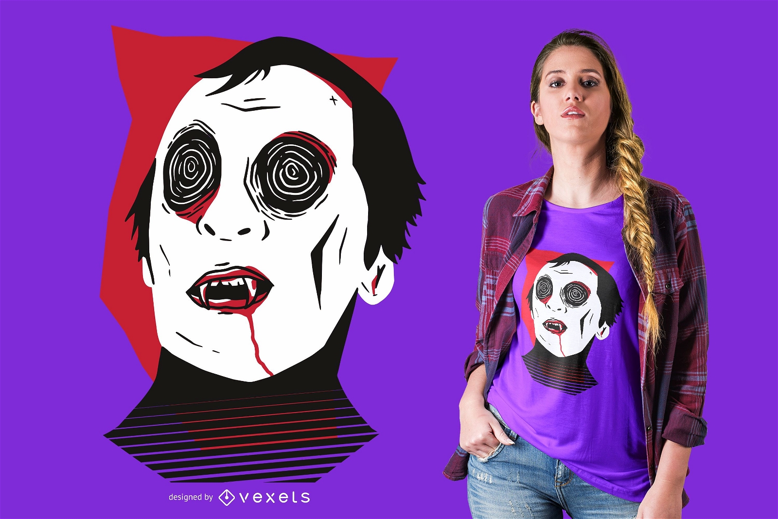 Design de camiseta com rosto de vampiro