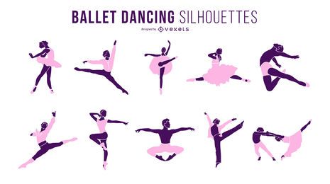 Conjunto de silueta de bailarina de bailarina de ballet Conjunto de silueta de bailarina de bailarina de ballet