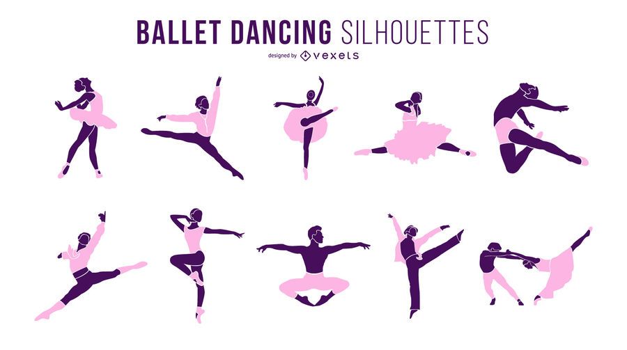 Conjunto de silueta de baile de bailarina de ballet Conjunto de silueta de baile de bailarina de ballet
