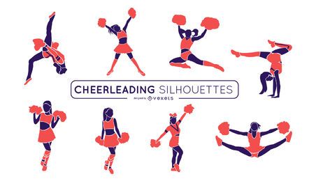 Cheerleading Pink Silhouette Set Cheerleading Pink Silhouette Set