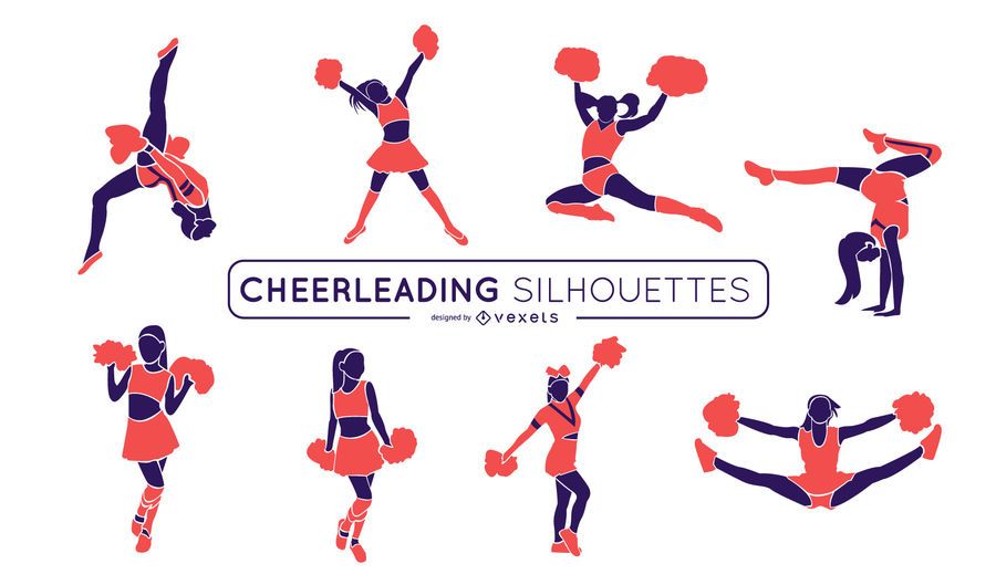 Cheerleading Pink Silhouette Set Cheerleading Pink Silhouette Set