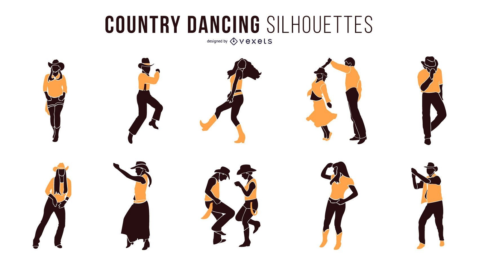 Silhuetas de dança country