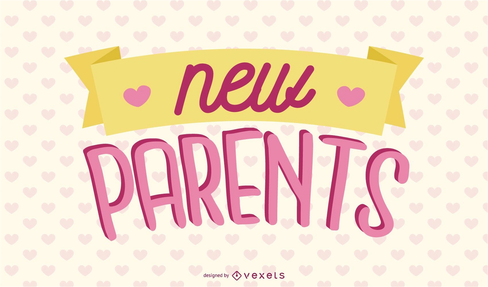 Design de letras rosa para novos pais