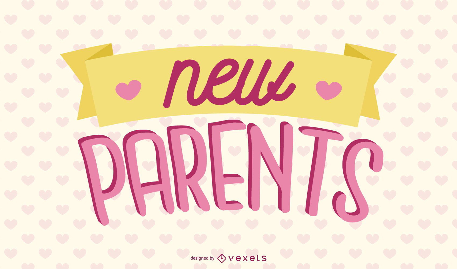 Pinkes Schriftzugdesign der neuen Eltern