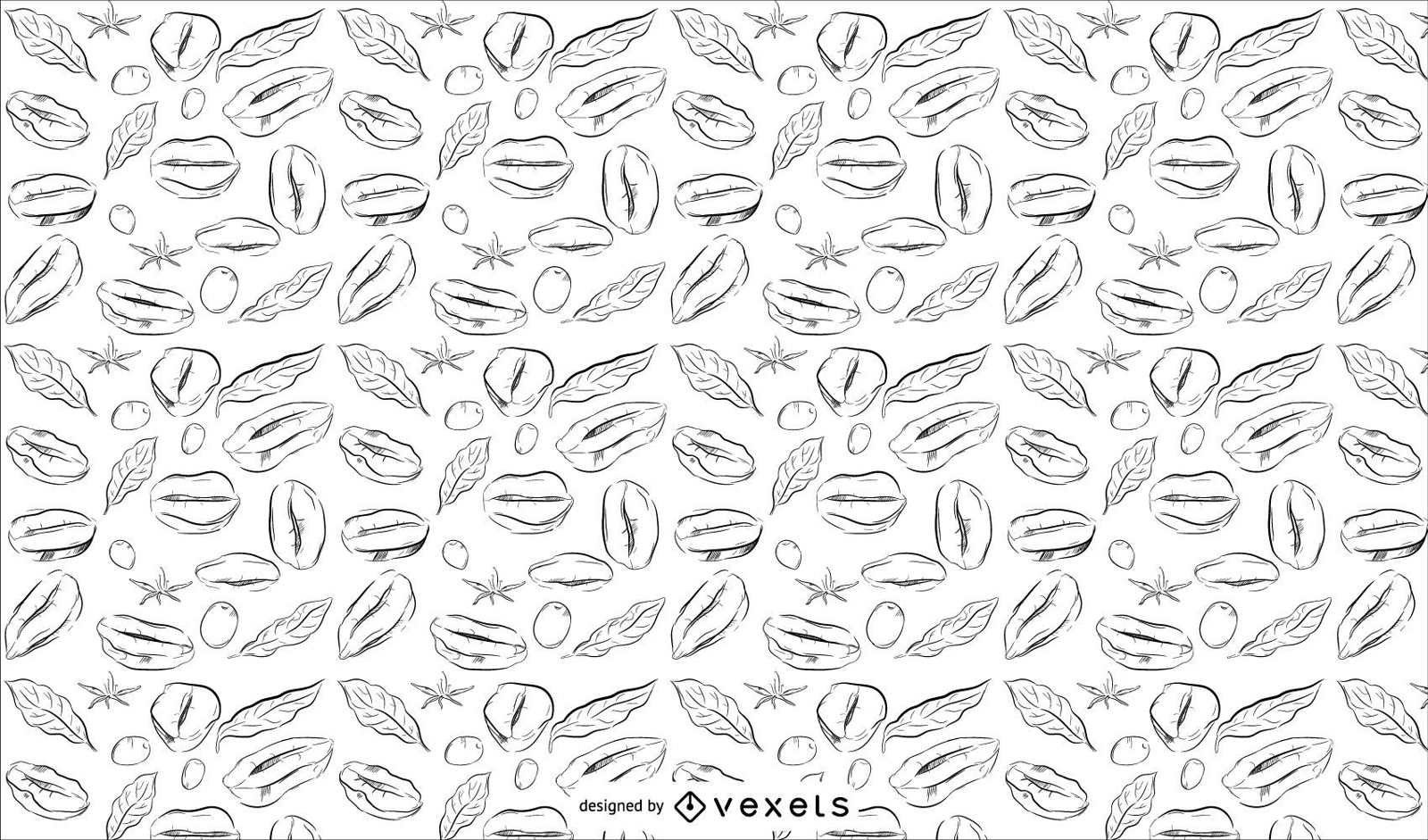 Seamless Coffee Beans Pattern 