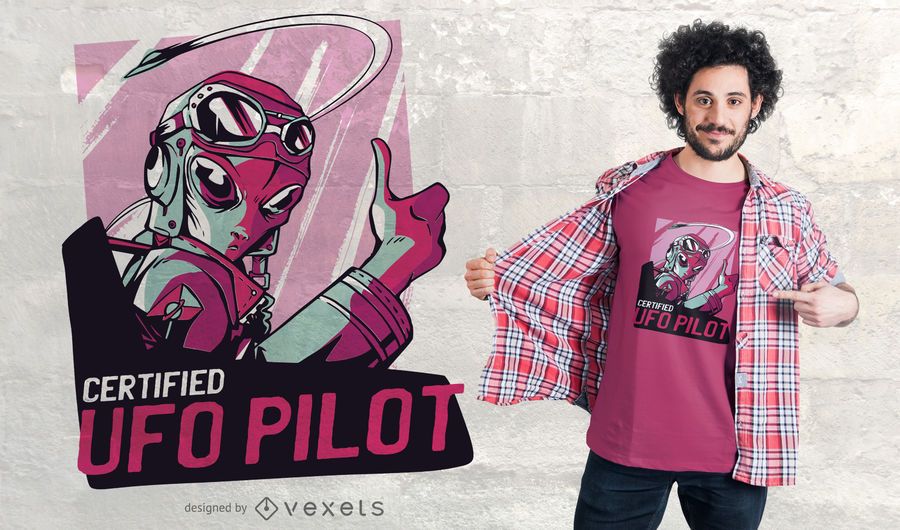 Alien UFO Pilot T-shirt Design Alien UFO Pilot T-shirt Design