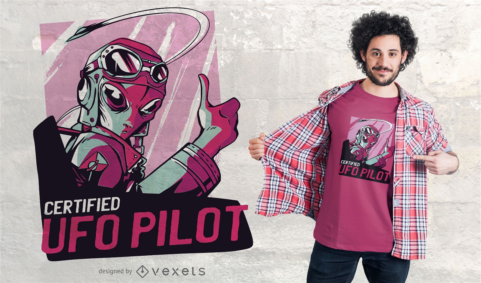 Alien UFO Pilot T-Shirt Design