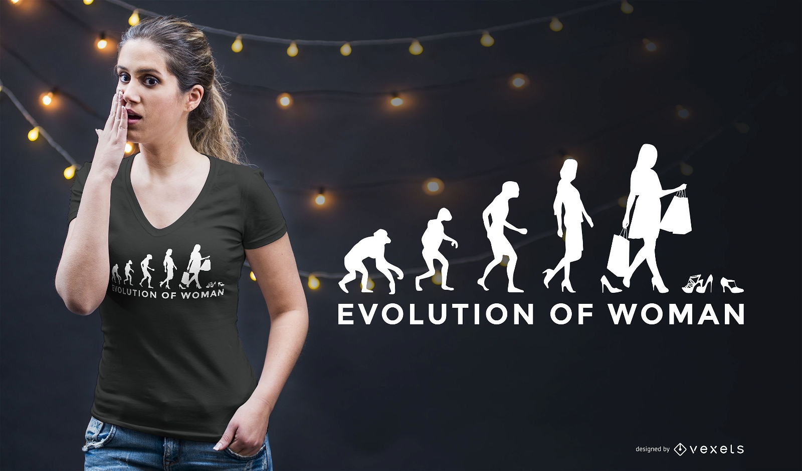 Design de camisetas engra?adas de evolu??o feminina