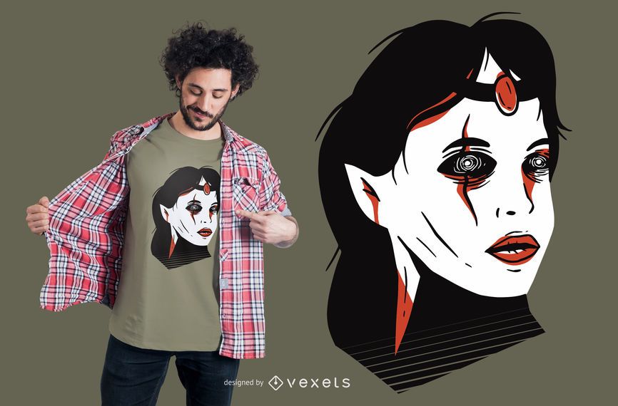 Design de t-shirt de cabeça de bruxa Design de t-shirt de cabeça de bruxa