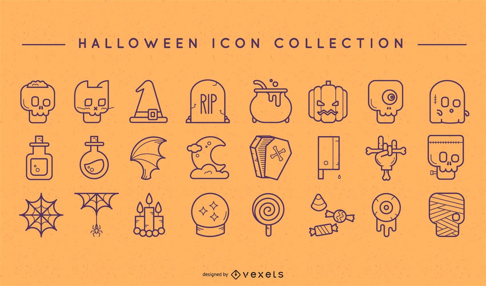 Halloween doodle icon set