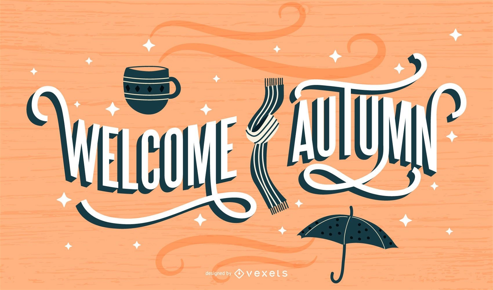 Welcome autumn retro lettering design