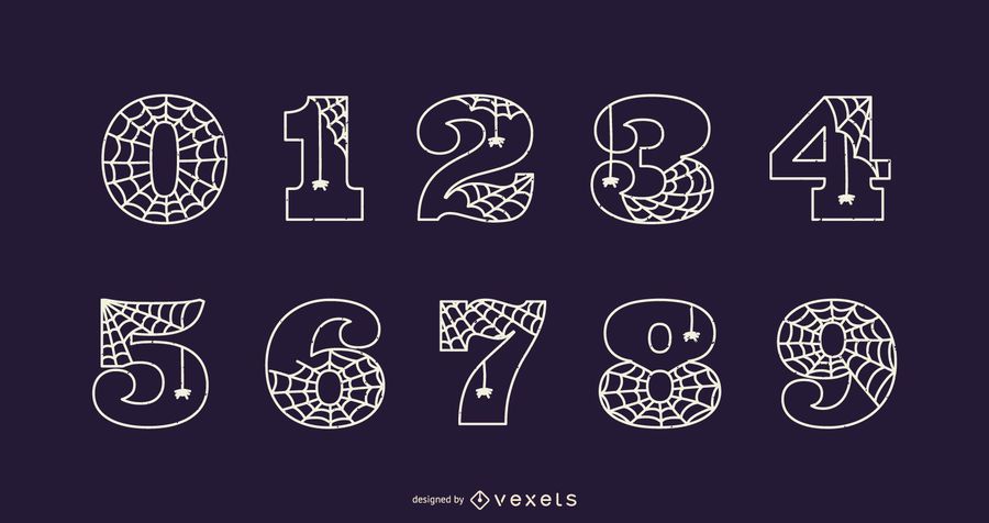 Halloween spider numbers set Halloween spider numbers set