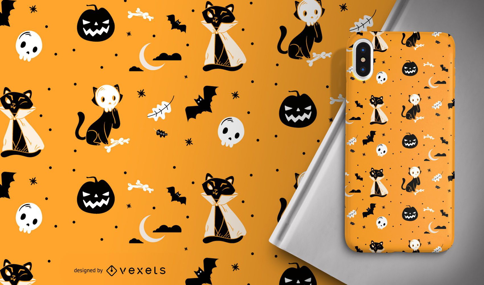 Halloween costume cats pattern 