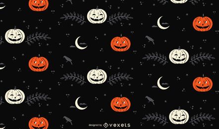 Luna de Halloween y patrón de calabaza Luna de Halloween y patrón de calabaza