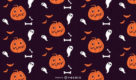Descarga Vector De Patrón De Halloween De Calabazas Y Fantasmas Descarga Vector De Patrón De Halloween De Calabazas Y Fantasmas