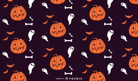 Pumpkins and ghosts halloween pattern