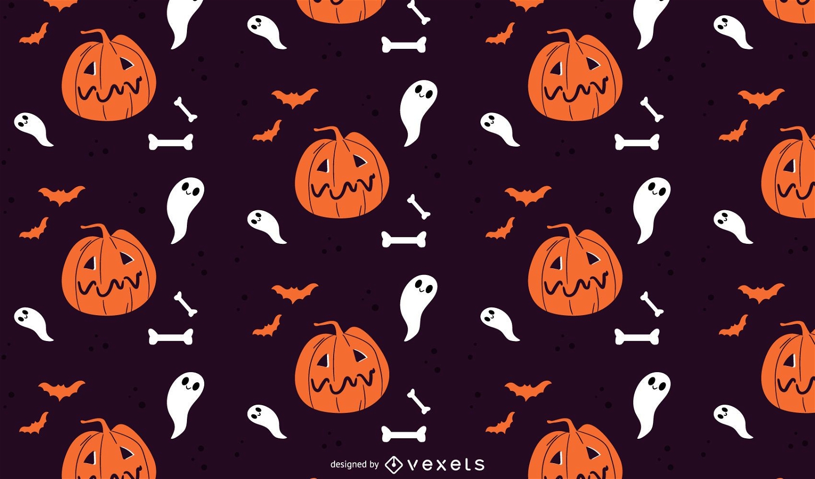 Padrão de Halloween com abóboras e fantasmas