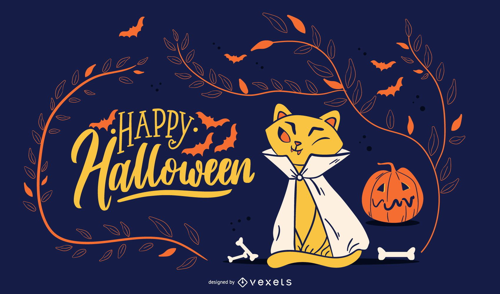 feliz halloween gato ilustración