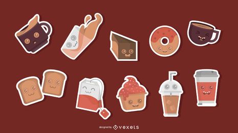 Conjunto de adesivo de personagens de café da manhã Conjunto de adesivo de personagens de café da manhã