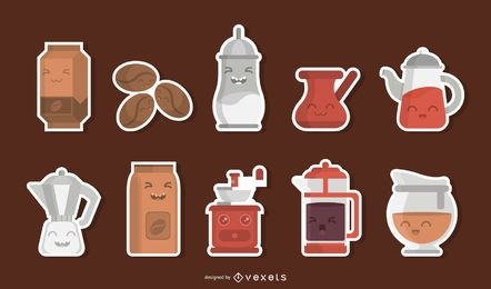 Coffee characters sticker set